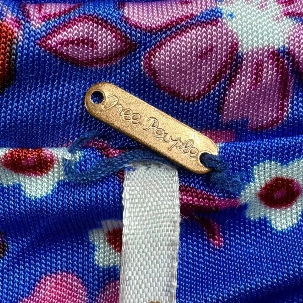 Free People Daisy Jane Botanical Floral Mini Dress Blue Pink XS FLAW - Picture 5 of 11